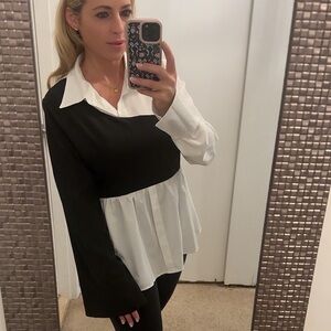 Black and White Contrast Blouse